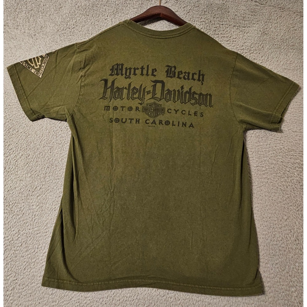 Harley Davidson Mens Myrtle Beach South Carolina Graphic T-Shirt Green Large - Picture 4 of 7
